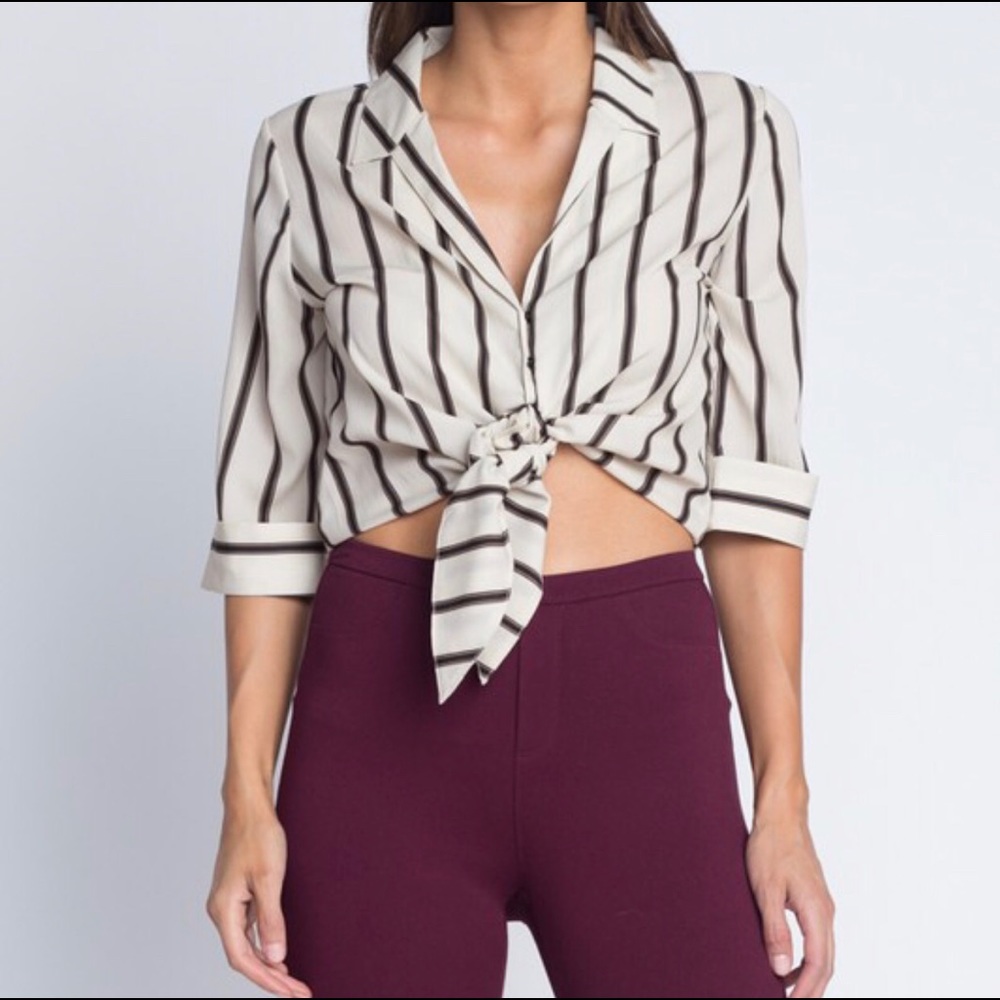 Striped button down blouse